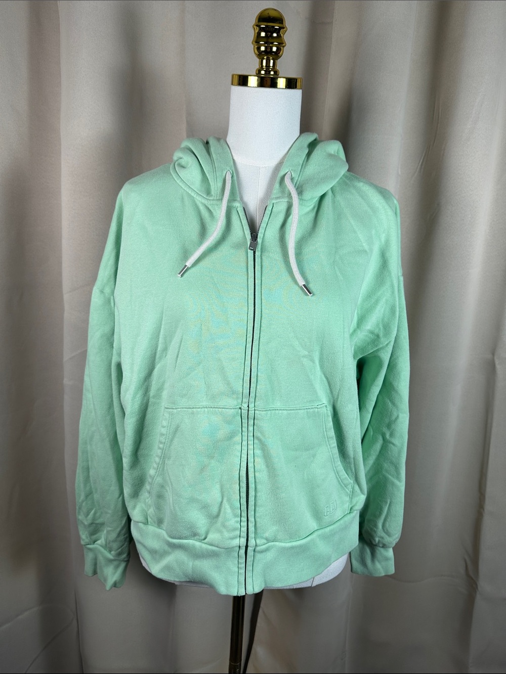 GAP Light Mint Green Full-Zip Hoodie with Drawstring Hood